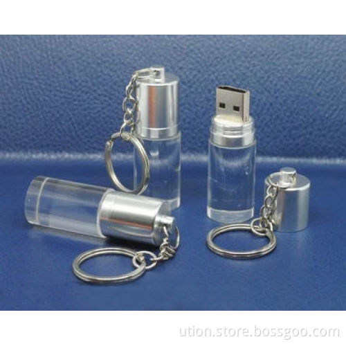 Crystal LED light USB flash drive, free laser engraving logo inside